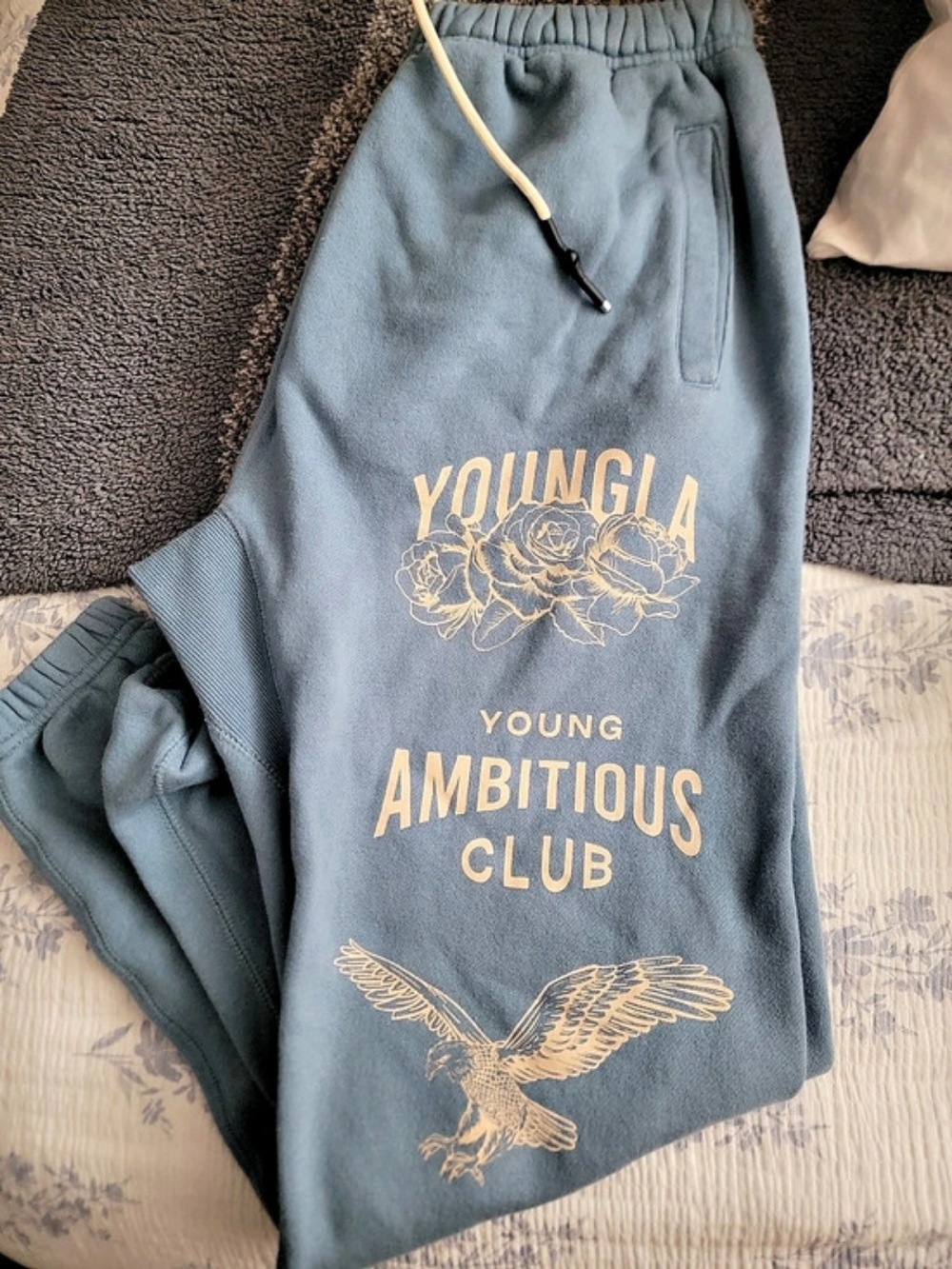 YoungLA The Immortal Joggers Graphic Sweatpants Blue Medium